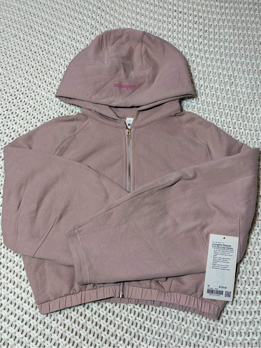 lululemon mink berry loungeful relaxed full zip hoodie size medium